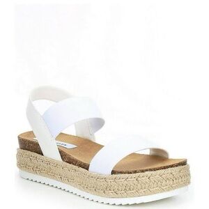 Steve Madden Jaklin Flat Platform Sandals White Platform Espadrille